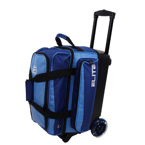 ELITE Deluxe 2 Ball Roller Bowling Bag Navy Plaid