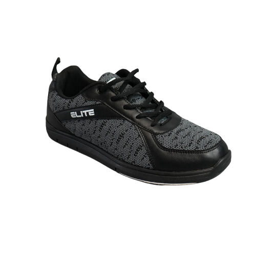 ELITE Men's Pinnacle Black/Grey Athletic Lace Up Bowling Shoes with Universal Sliding Soles for Right or Left Handed Bowlers