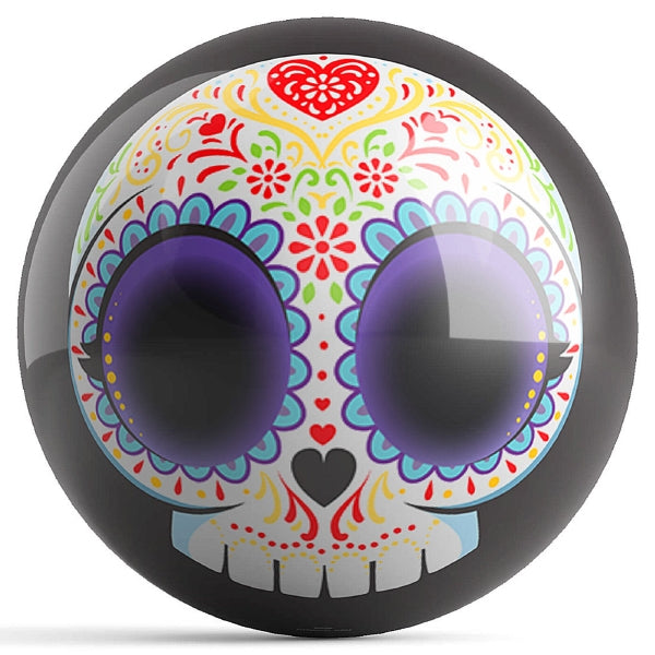 OnTheBallBowling Black Sugar Skull Bowling Ball by Brandon Starr