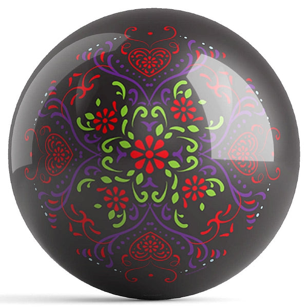 OnTheBallBowling Black Sugar Skull Bowling Ball by Brandon Starr