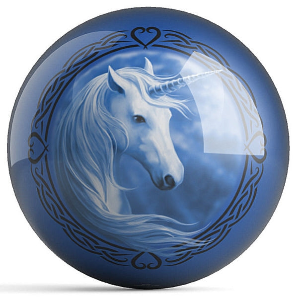 OnTheBallBowling Celtic Unicorn/Blue Moon Bowling Ball by Anne Stokes