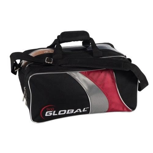 900 Global 2 Ball Travel Tote Bowling Bag Red Black Silver-Bowling Bag-DiscountBowlingSupply.com
