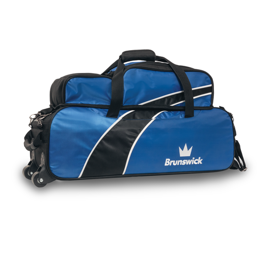 Brunswick Edge Triple Ball Tote with Pouch Bowling Bag Blue