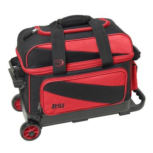 BSI Prestige 2 Ball Roller Bowling Bag Black Red-DiscountBowlingSupply.com