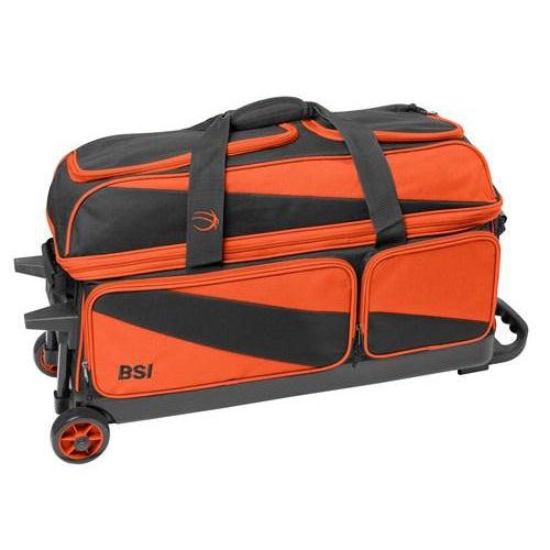 BSI Prestige 3 Ball Triple Roller Bowling Bag Black Orange-DiscountBowlingSupply.com