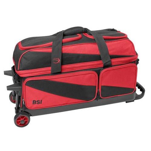 BSI Prestige 3 Ball Triple Roller Bowling Bag Black Red-DiscountBowlingSupply.com