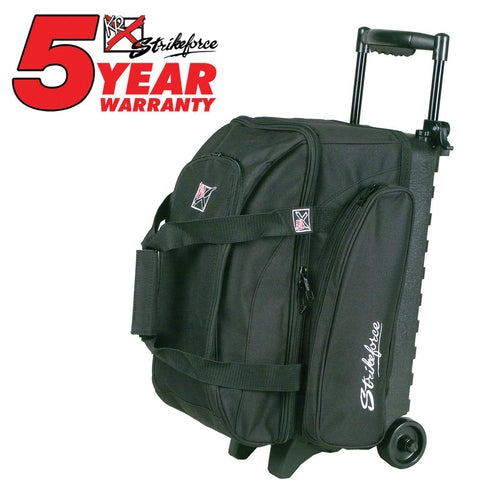 KR Eliminator 2 Ball Double Roller Black Bowling Bag-DiscountBowlingSupply.com