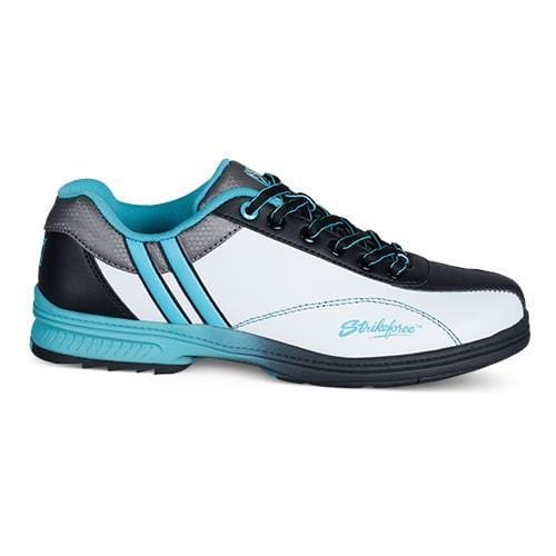 KR Strikeforce Womens Starr White/Black/Teal Right Hand Wide Width Bowling Shoes-BowlersParadise.com