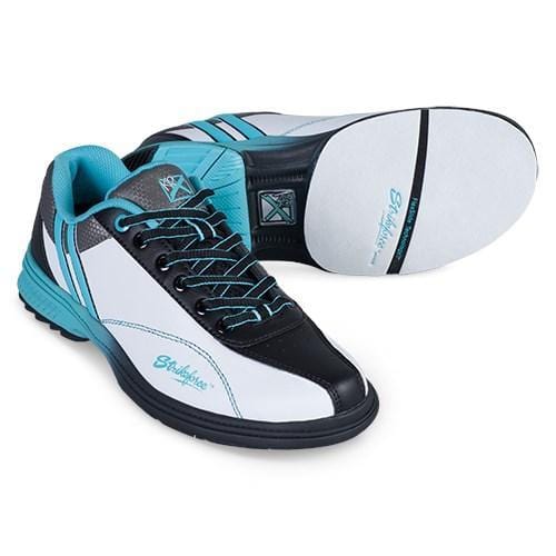 KR Strikeforce Womens Starr White/Black/Teal Right Hand Wide Width Bowling Shoes-BowlersParadise.com