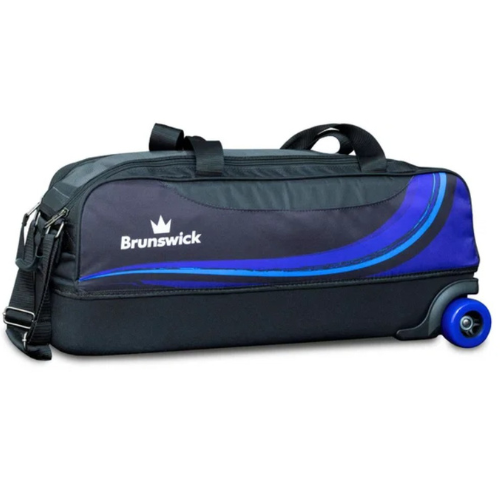 Brunswick Punisher Plus 3 Ball Triple Tote Black Blue Bowling Bag