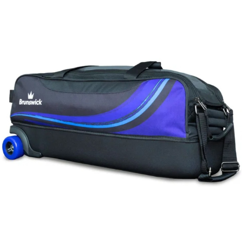 Brunswick Punisher Plus 3 Ball Triple Tote Black Blue Bowling Bag