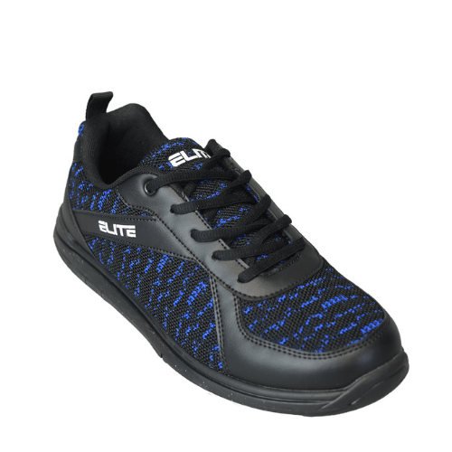 ELITE Men's Pinnacle Black/Royal Athletic Lace Up Bowling Shoes with Universal Sliding Soles for Right or Left Handed Bowlers