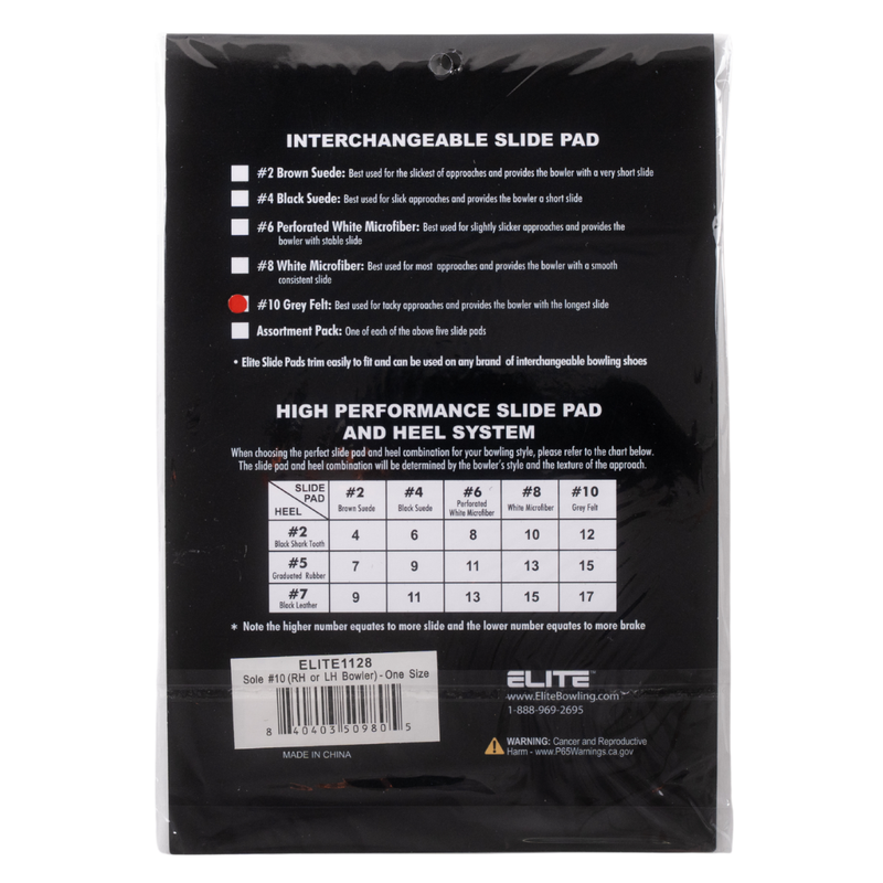 ELITE Shoe Replacement Slide Sole 10 For Right or Left Hand Bowlers- One Size