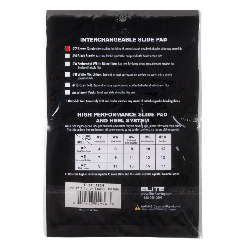 ELITE Shoe Replacement Slide Sole 2 For Right or Left Hand Bowlers- One Size