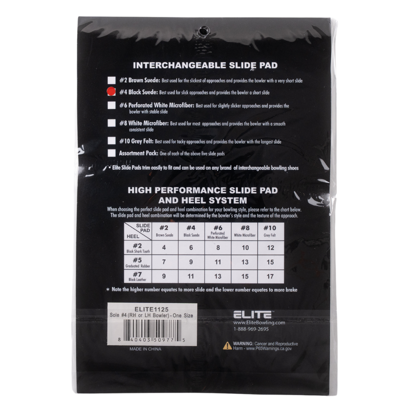 ELITE Shoe Replacement Slide Sole 4 For Right or Left Hand Bowlers- One Size