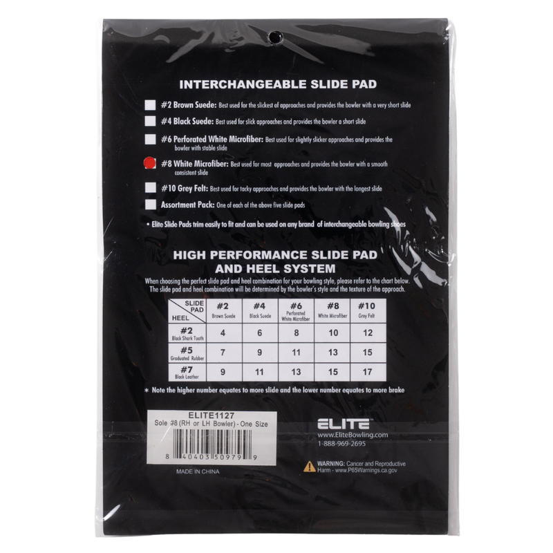 ELITE Shoe Replacement Slide Sole 8 For Right or Left Hand Bowlers- One Size