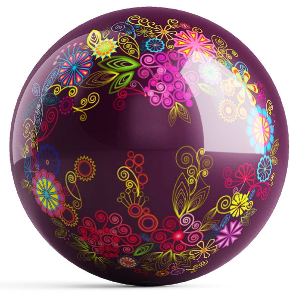 Ontheballbowling Abstract Flowers Bowling Ball by Valentina Georgieva