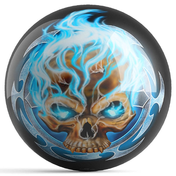 Ontheballbowling Flaming Blue Skull Bowling Ball