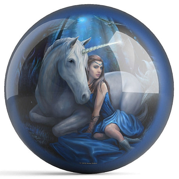 OnTheBallBowling Celtic Unicorn/Blue Moon Bowling Ball by Anne Stokes