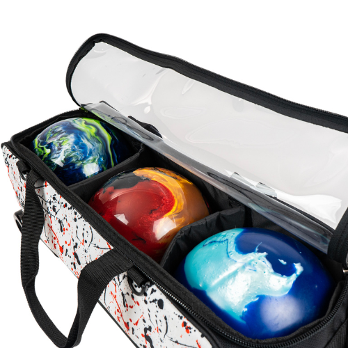 KR Strikeforce Dye Sub Slim Triple Roller White/Black/Red Splash Bowling Bags