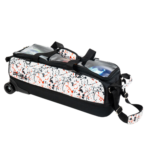 KR Strikeforce Dye Sub Slim Triple Roller White/Black/Red Splash Bowling Bags