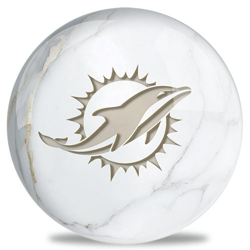 OnTheBallBowling NFL White Marble Miami Dolphins Bowling Ball