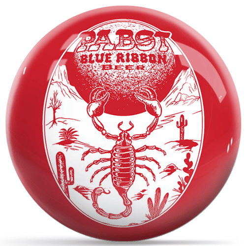 OnTheBallBowling Pabst Scorpion Red With White Logo Bowling Ball