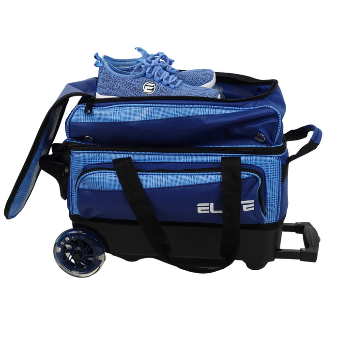 ELITE Deluxe 2 Ball Roller Bowling Bag Navy Plaid