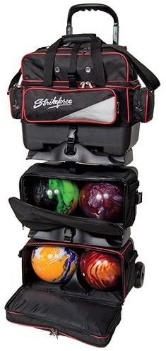 KR Strikeforce Lane Rover 6 Ball Roller Black Silver Red Bowling Bag-Bowling Bag-DiscountBowlingSupply.com