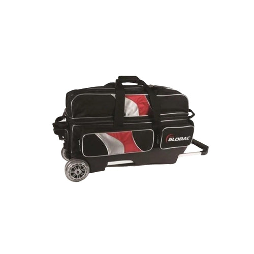 900Global 3 Ball Deluxe Roller Black Red Silver Bowling Bag
