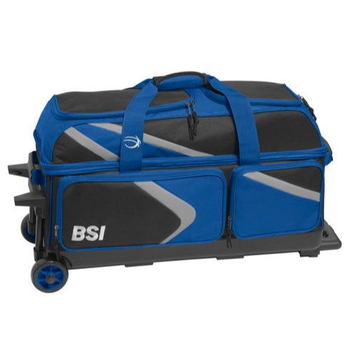 BSI Dash Triple Roller Bowling Bag- Black/Royal/Gray