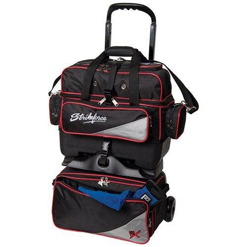 KR Strikeforce Lane Rover 4 Ball Roller Black Silver Red Bowling Bag-Bowling Bag-DiscountBowlingSupply.com