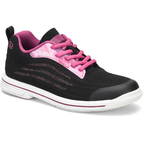 Dexter Womens DexLite Knit Black Pink Bowling Shoes