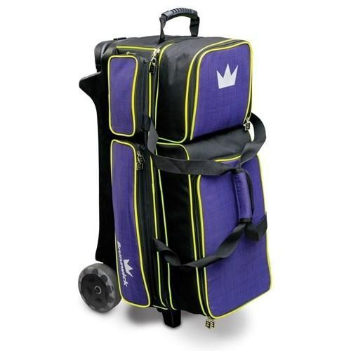 Brunswick Crown Deluxe Triple Roller Purple Yellow Bowling Bag