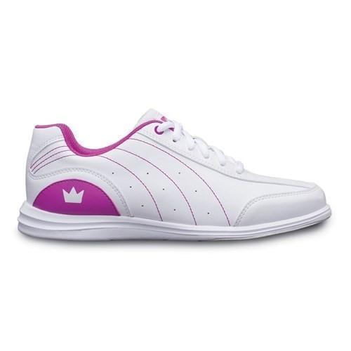 Brunswick Youth Mystic White Fuchsia Bowling Shoes-DiscountBowlingSupply.com