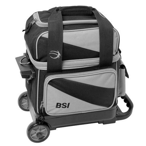 BSI Prestige 1 Ball Roller Bowling Bag Grey Black-DiscountBowlingSupply.com