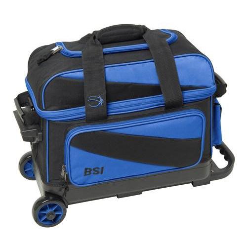 BSI Prestige 2 Ball Roller Bowling Bag Black Blue-DiscountBowlingSupply.com