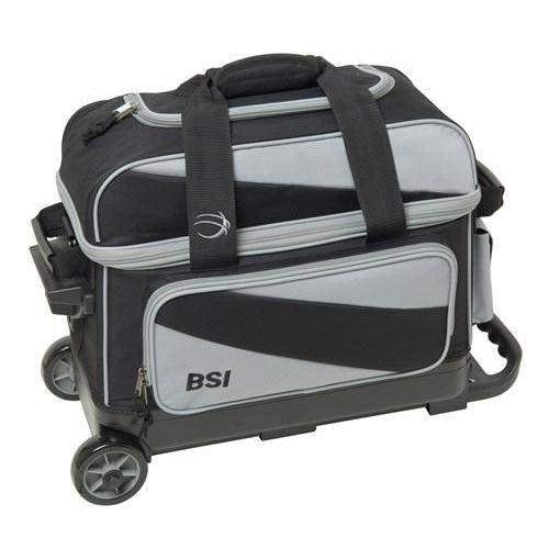 BSI Prestige 2 Ball Roller Bowling Bag Black Grey-DiscountBowlingSupply.com