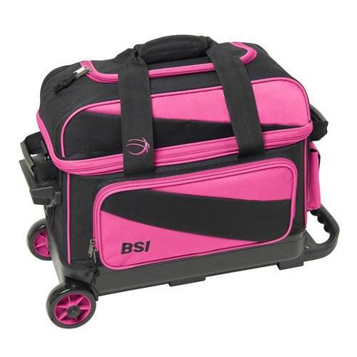 BSI Prestige 2 Ball Roller Bowling Bag Black Pink-DiscountBowlingSupply.com