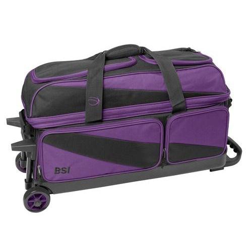 BSI Prestige 3 Ball Triple Roller Bowling Bag Black Purple-DiscountBowlingSupply.com