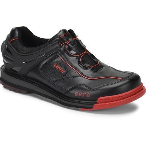 Dexter Mens SST 6 Hybrid BOA Black Red Right Hand WIDE Bowling Shoes-DiscountBowlingSupply.com