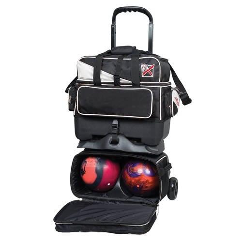KR Strikeforce Fast 4 Ball Roller Black White Bowling Bag-Bowling Bag-DiscountBowlingSupply.com