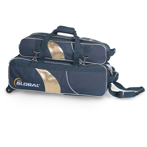 900 Global 3 Ball Deluxe Airline Tote Blue/Gold Bowling Bag