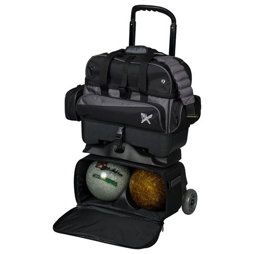 KR Strikeforce Konvoy 4 Ball Roller Black Carbon Bowling Bag-Bowling Bag
