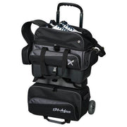 KR Strikeforce Konvoy 4 Ball Roller Black Carbon Bowling Bag-Bowling Bag