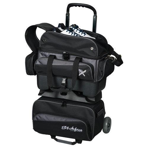 KR Strikeforce Konvoy 4 Ball Roller Black Carbon Bowling Bag-Bowling Bag