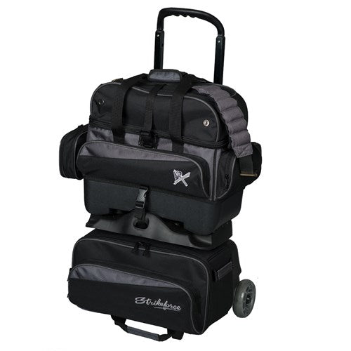 KR Strikeforce Konvoy 4 Ball Roller Black Carbon Bowling Bag-Bowling Bag