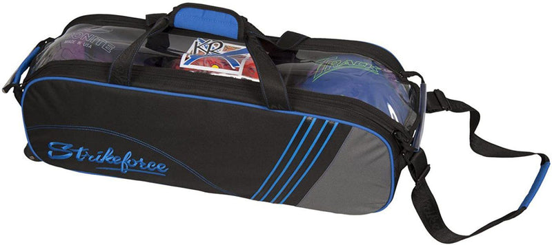 KR Strikeforce LR Slim Triple Tote Black Grey Royal Bowling Bag-Bowling Bag-DiscountBowlingSupply.com