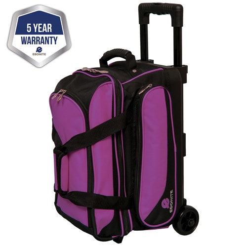 Ebonite Transport 2 Purple Double Roller Bowling Bag-Bowling Bag-DiscountBowlingSupply.com