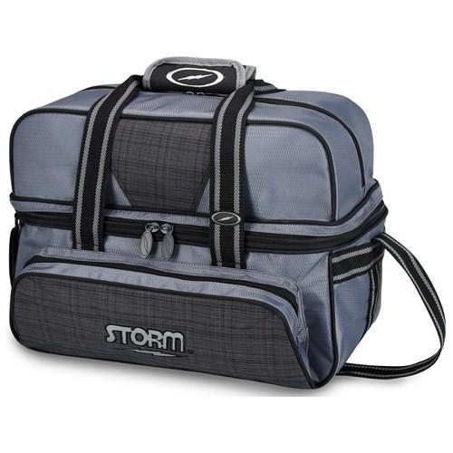 Storm 2 Ball Deluxe Tote Plaid Grey Black Bowling Bag
